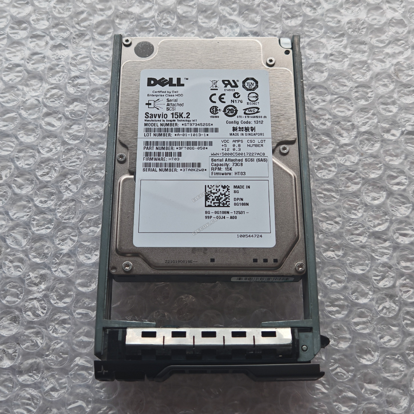 DELL 0G108N 73GB 15K 2.5inch SAS Server hard drive, used