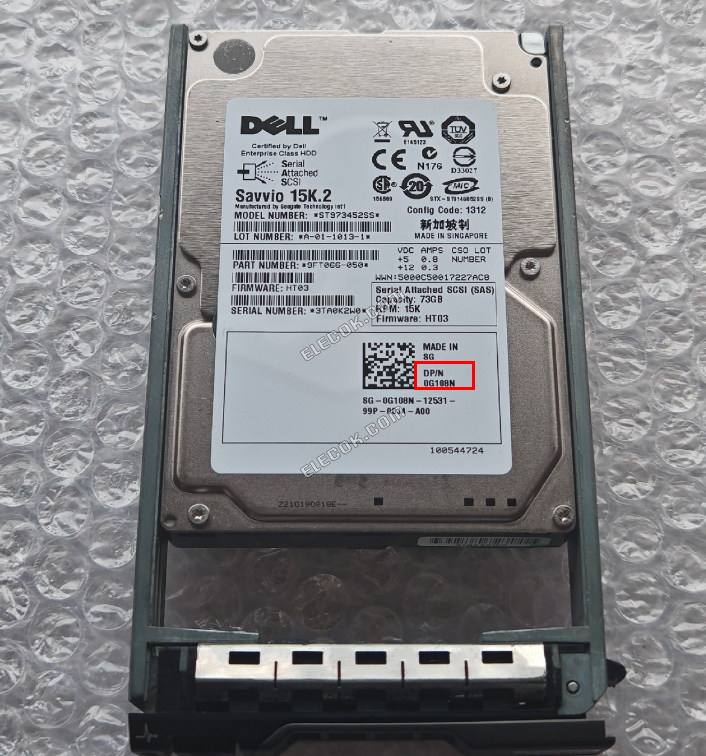 DELL 0G108N 73GB 15K 2.5inch SAS Server hard drive, used