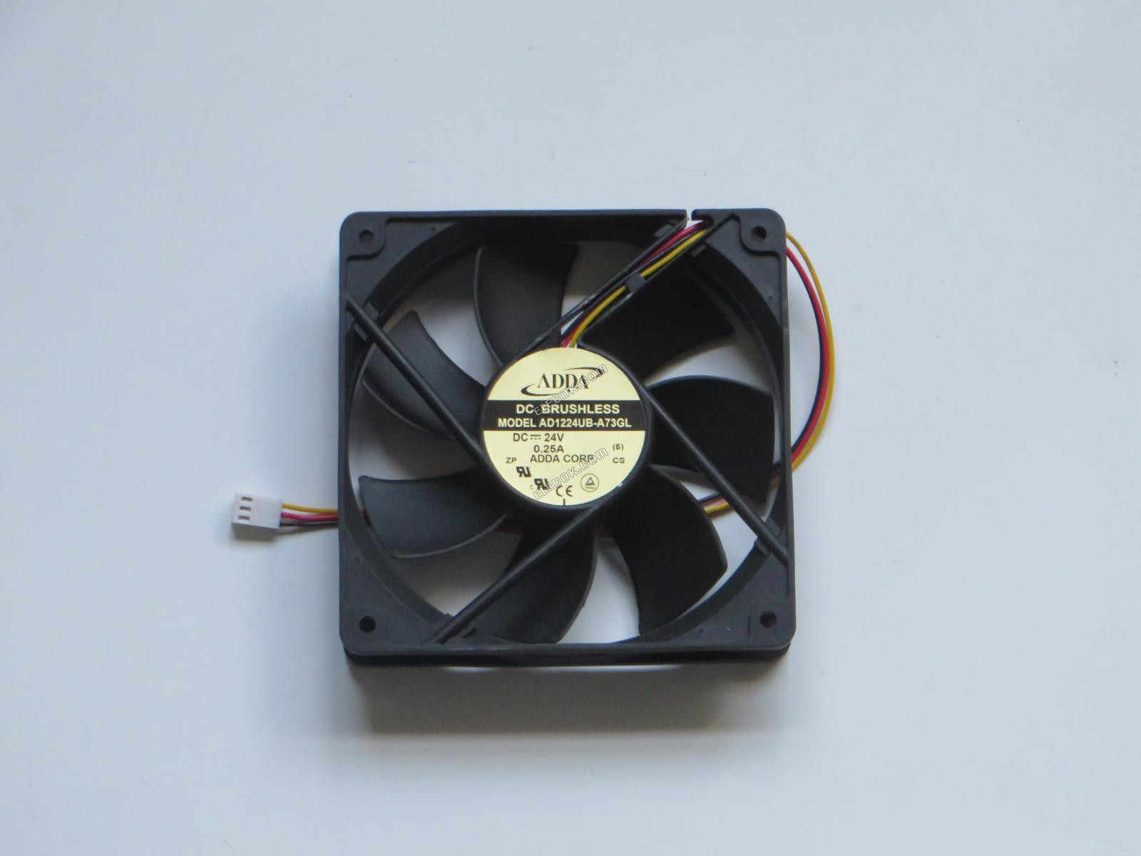 ADDA AD1224UB-A73GL 24V 0,25A 3 vodiče Chladicí Ventilátor, repasovaný 