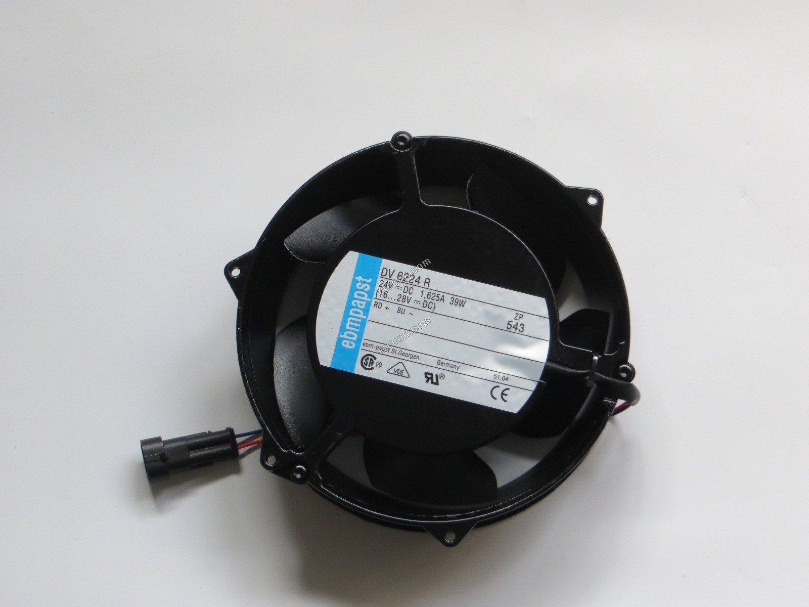 ebm-papst DV 6224 R Server - Kulatý Ventilátor DC 24V 39W, 172x172x51mm 2 vodiče, repasovaný 