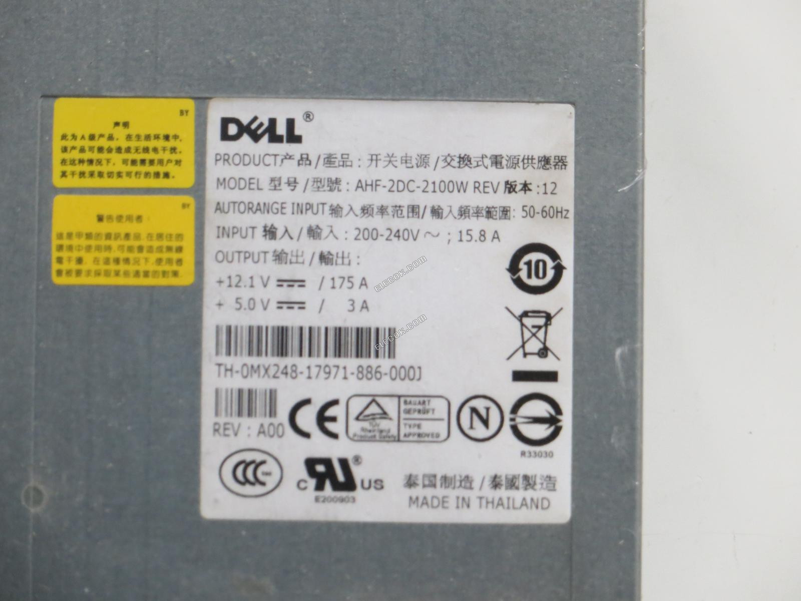 DELL AHF-2DC-2100W Napájecí Zdroj, použitý 