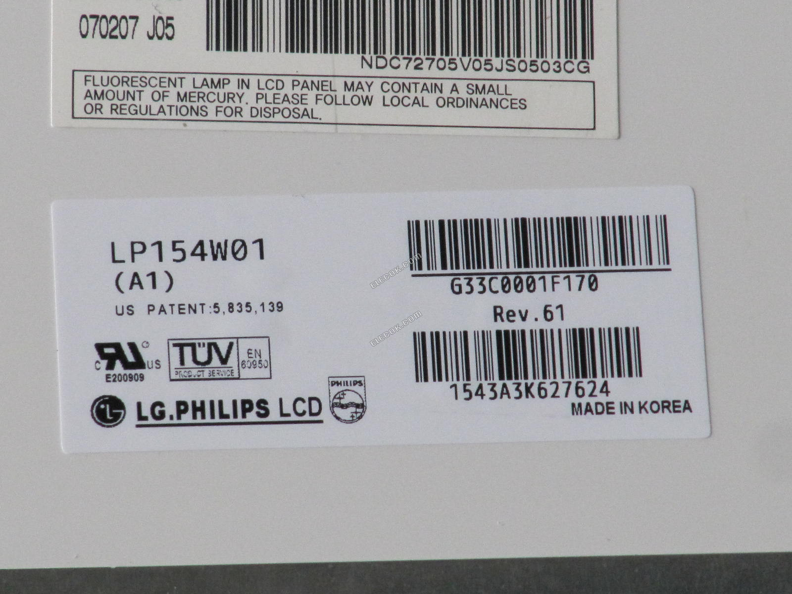 LP154W01-A1 LG.Philips LCD 15,4" a-Si TFT-LCD Panel 