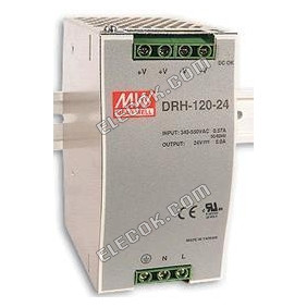 DRH-120-24 120W 24V5A high-voltage single-phase input DIN rail mounted power supply Mean Well substitute 