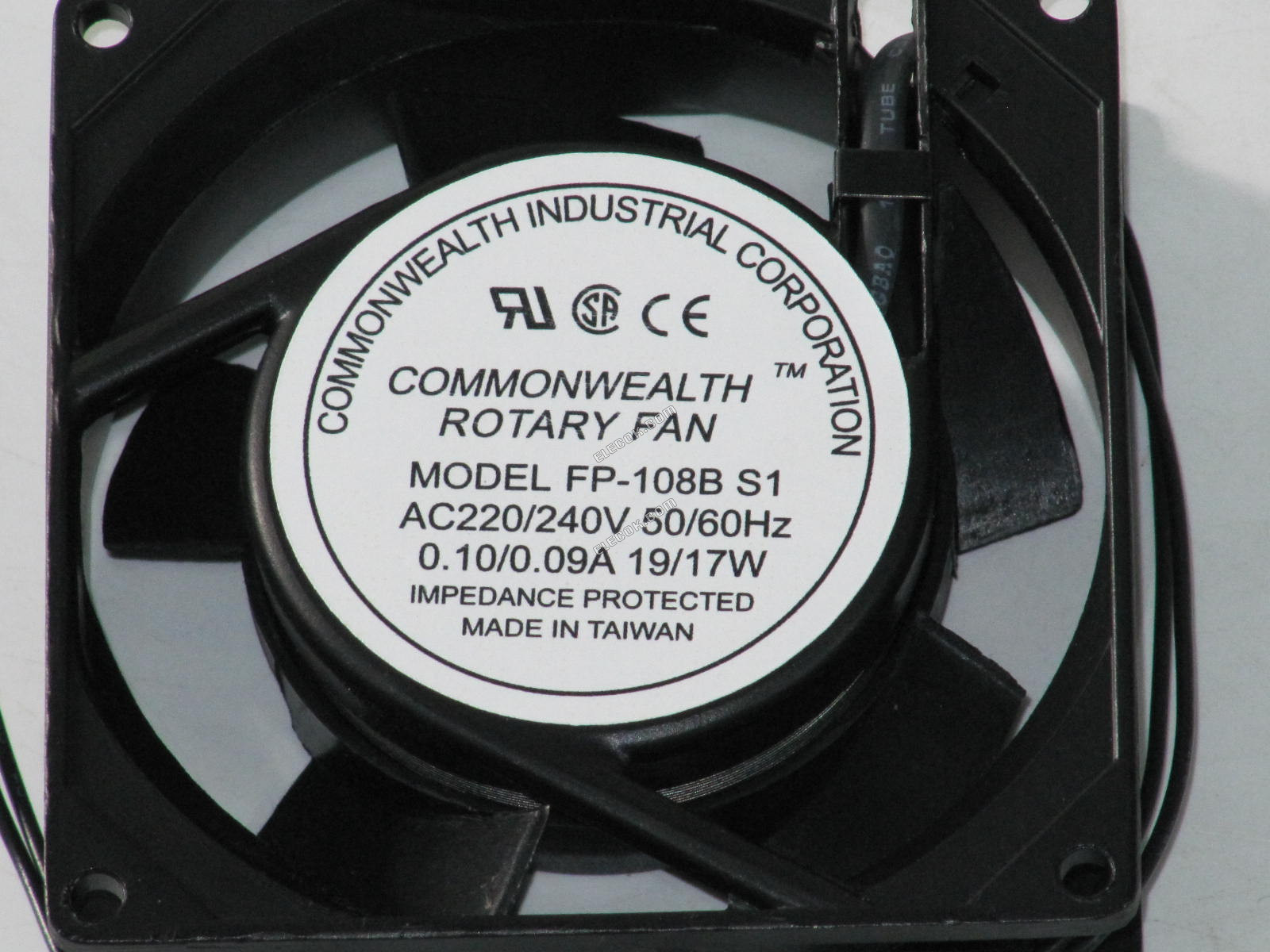 COMMONWEALTH FP-108B-S1 220/240V 0.10/0,09A 19/17W 2 vodiče chladicí ventilátor 