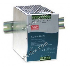 SDR-480-24 480W 24V20A high efficiency, high PF DIN rail mount power supply Mean Well