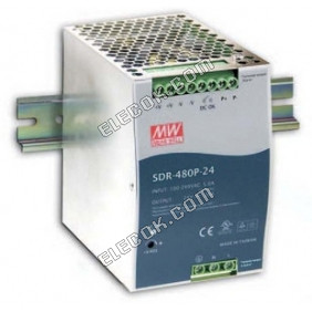 SDR-480P-24 480W 24V20A high efficiency, high PF DIN rail mount power supply Mean Well