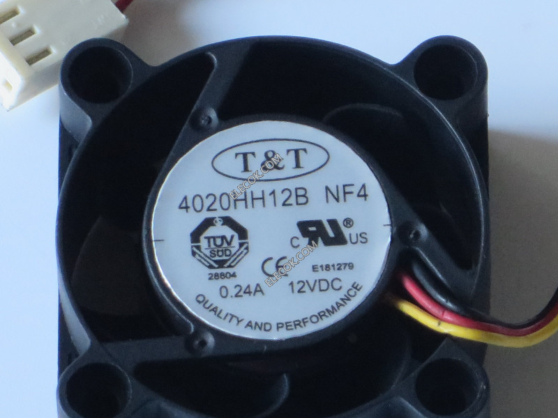 T&amp;T 4020HH12B NF4 12V 0.24A 3wires Cooling Fan