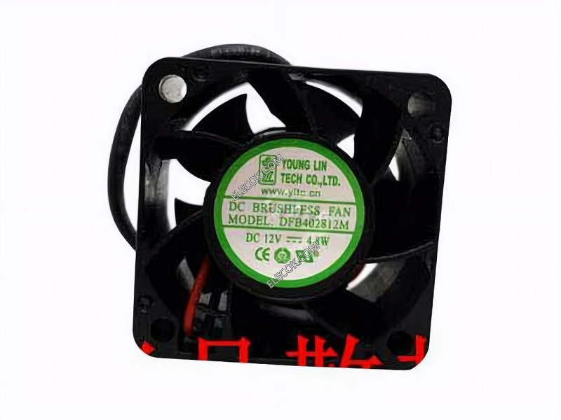 YOUNG LIN DFB402812M 12V 4.8W 2wires Cooling Fan