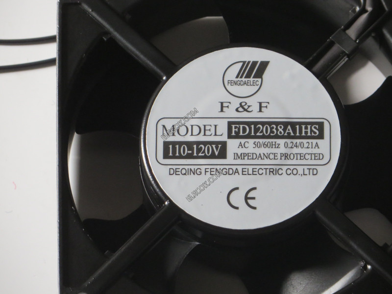F&amp;F FD12038A1HS 110/120V 0,24/0,21A Vezetékek Cooling Fan 