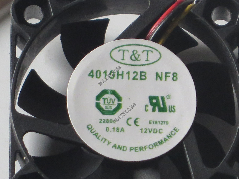 T&amp;T 4010H12B NF8 12V 0.18A 3wires cooling fan