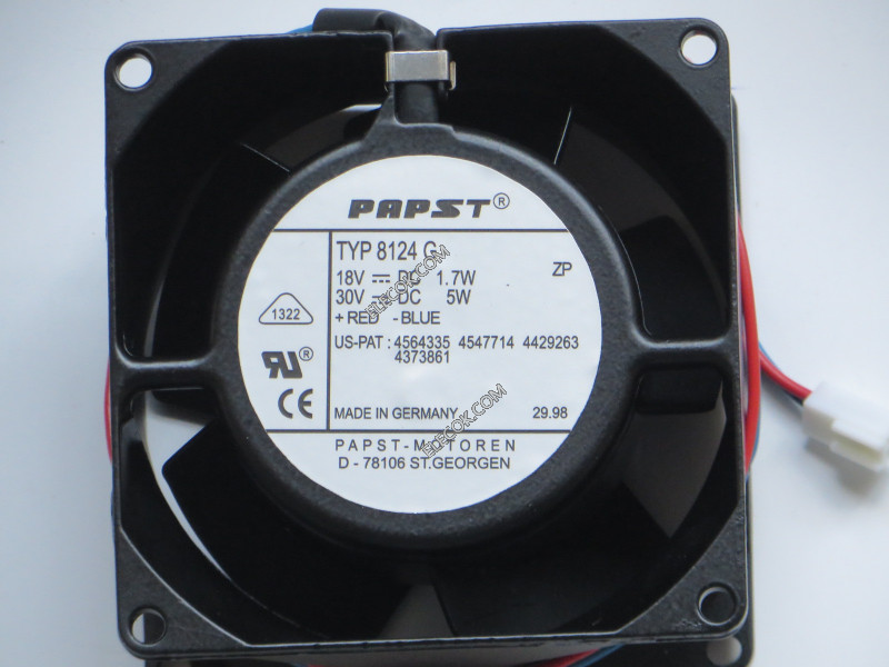 EBMPAPST TYP 8124G 18/30V 1.7/5W 2wires cooling Fan