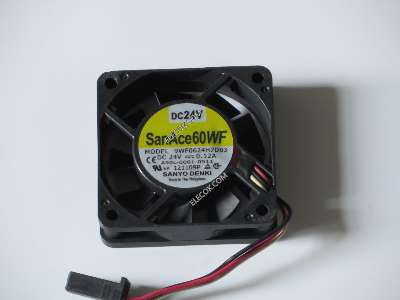 Sanyo 9WF0624H7D03 24V 0.12A 3wires Cooling Fan Refurbished