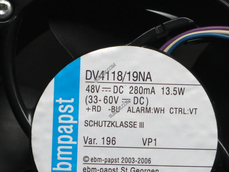 Ebm-papst DV4118/19NA DC 48V 13,5W 4wires Cooling Fan 