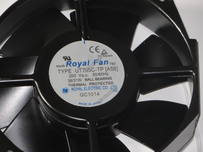 Royal UT795C-TP A58 200V 36/31W 2wires Cooling Fan, refurbished