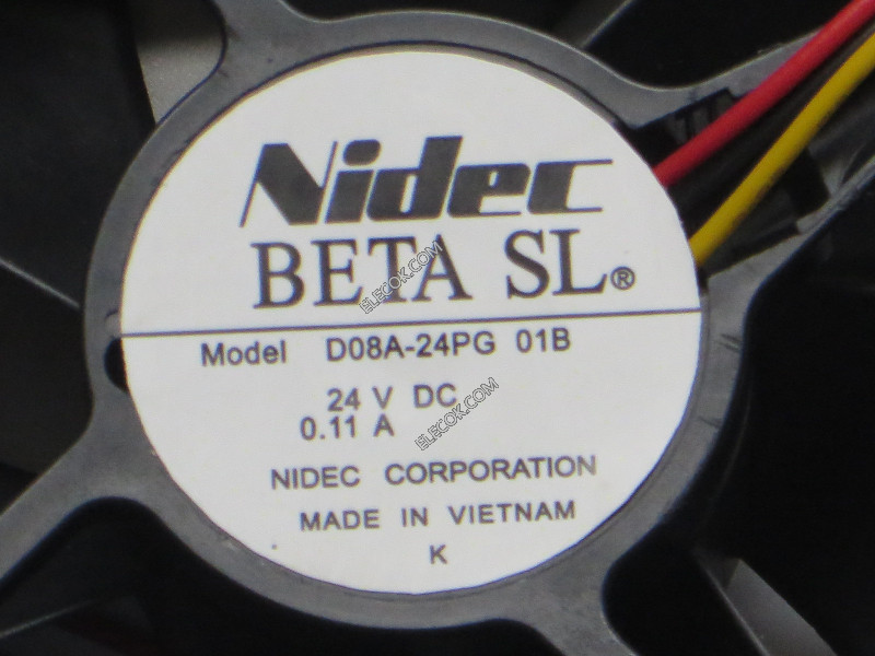 Nidec D08A-24PG 24V 0,11A 3wires Cooling Fan refurbished 