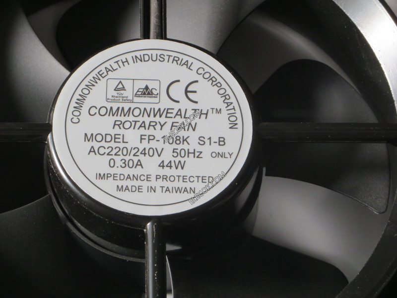 COMMONWEALTH FP-108K S1-B AC220/240V 50Hz 0.30A 44W 2wires Cooling Fan, refurbished
