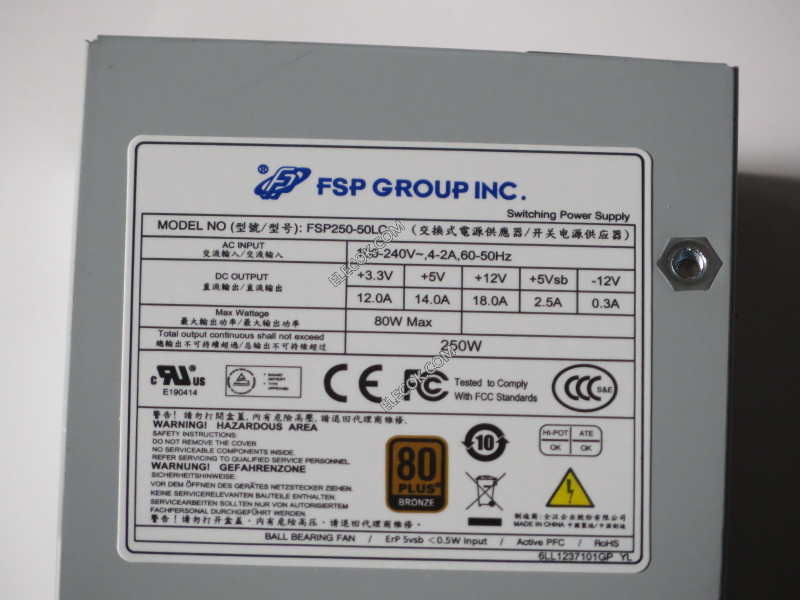 FSP FSP250-50LC 250W IPC Server Power Supply, Length 150 mm wide 81 mm height 40.5 mm