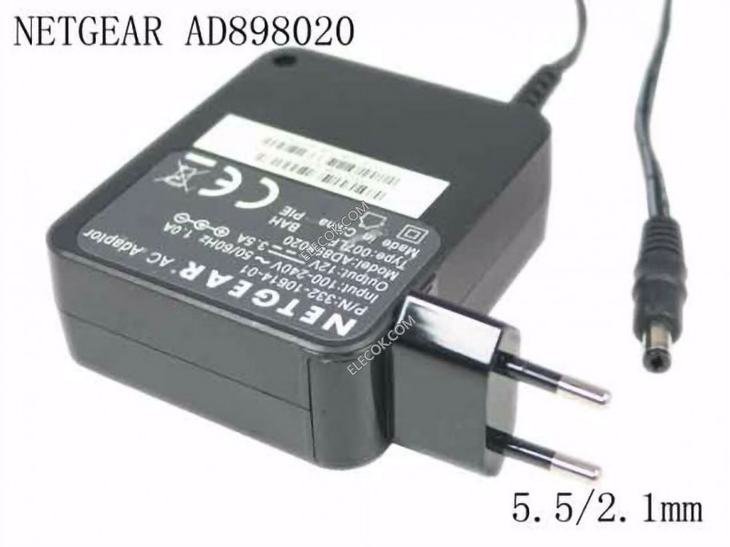 NETGEAR AD898020 AC Adapter 5V-12V 12V 3.5A, 5.5/2.1mm, EU 2P