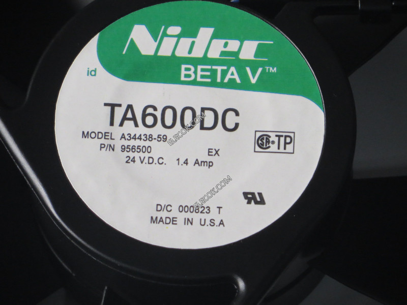 Nidec TA600DC A34438-59 24V 1.4A 3wires Cooling Fan, refurbished