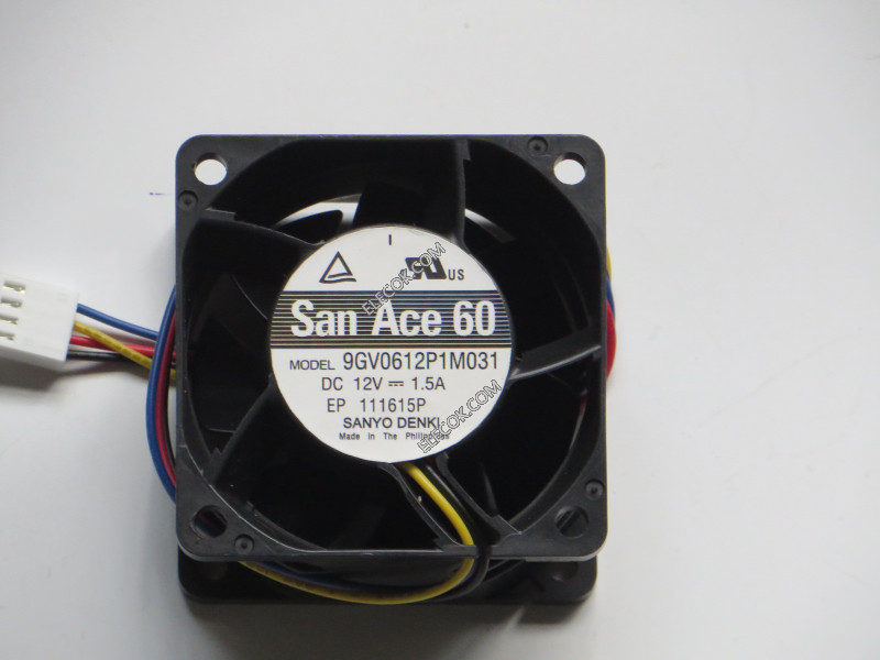 Sanyo 9GV0612P1M031 12V 1.5A  4wires Cooling Fan, refurbished