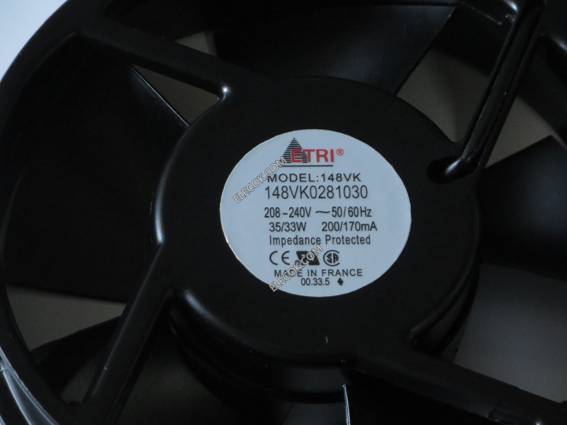 ETRI 148VK0281030 208-240V 50/60HZ 35/33W 200/170mA Cooling fan with socket connection, refurbished