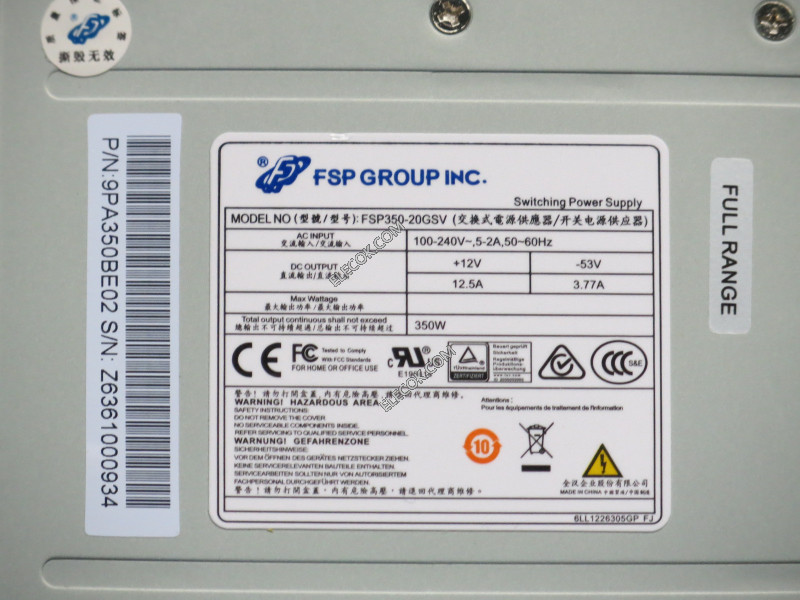 FSP Group Inc FSP350-20GSV Server - Power Supply 350W, FSP350-20GSV (Special for Hikvision machines)