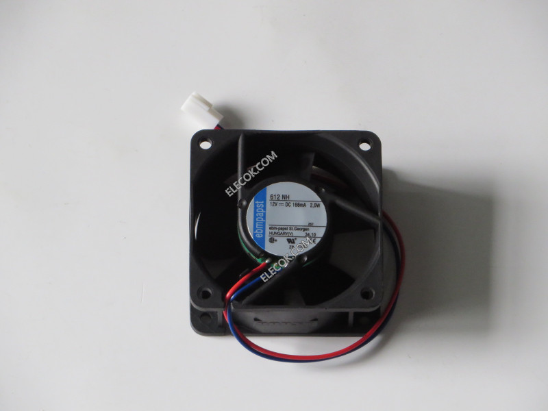 Ebmpapst 612 NH 12V 166mA 2.0W 2wires Cooling Fan