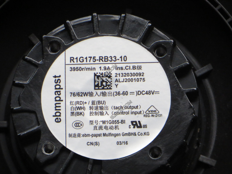Ebmpapst R1G175-RB33-10 48V 1,9A 76/62W 4wires Chlazení Fan Refurbished 
