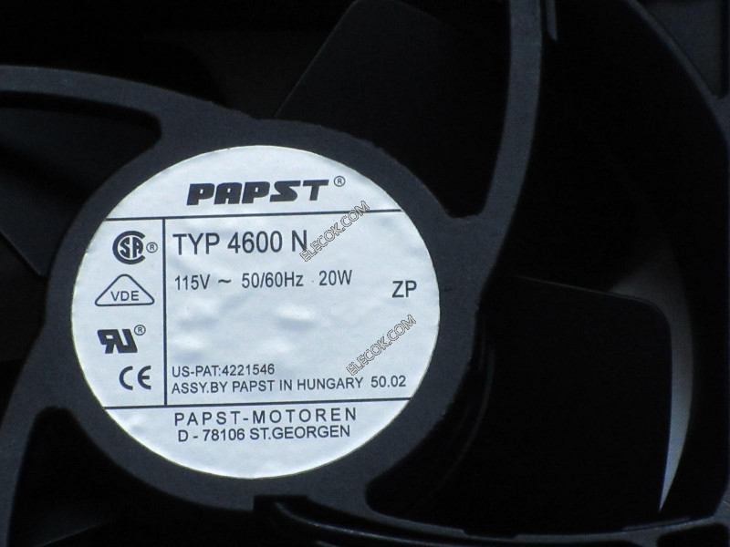 EBM-Papst TYP 4600N 115V 20W Cooling Fan, refurbished