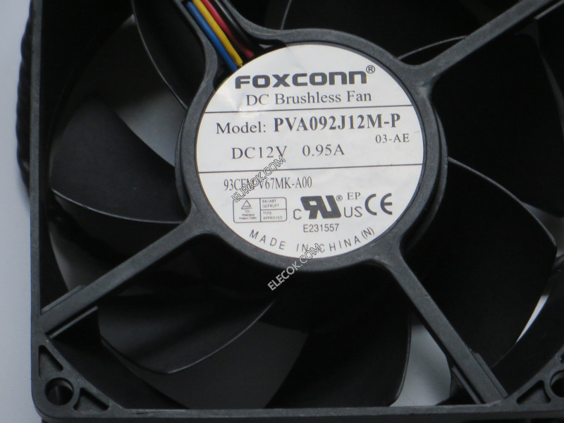 FOXCONN PVA092J12M-P 12V 0.95A 4wires Cooling Fan