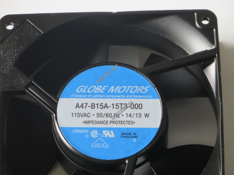 GLOBE MOTORS A47-B15A-15T3-000 115V 14/13W Cooling Fan