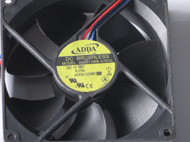 ADDA AD0912MB-A76GL 12V 0.17A 1.68W 3wires Cooling Fan
