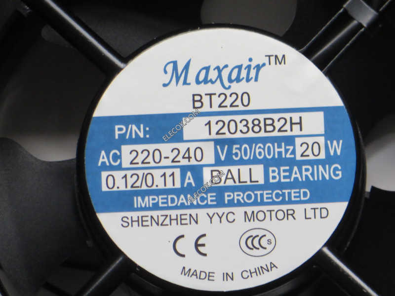Maxair 12038B2H 220/240V  0.12/0.11A 2wires Cooling Fan  