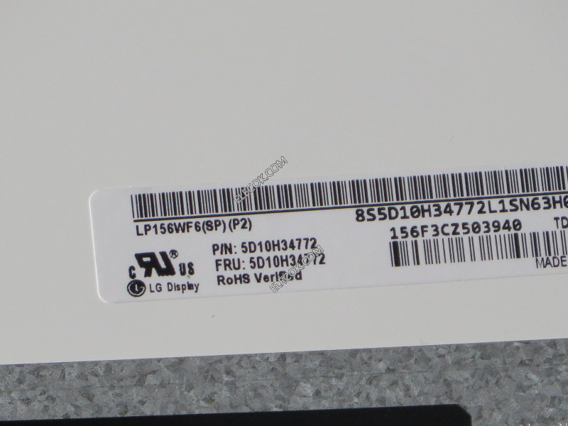 LP156WF6-SPP2 15,6 inch Lcd Panel számára LG Display Without érintés 