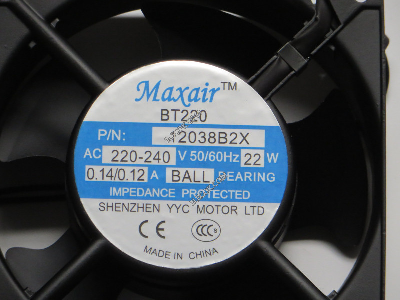 Maxair 12038B2X 220/240V 0,14/0,12A 22W Chlazení Fan 
