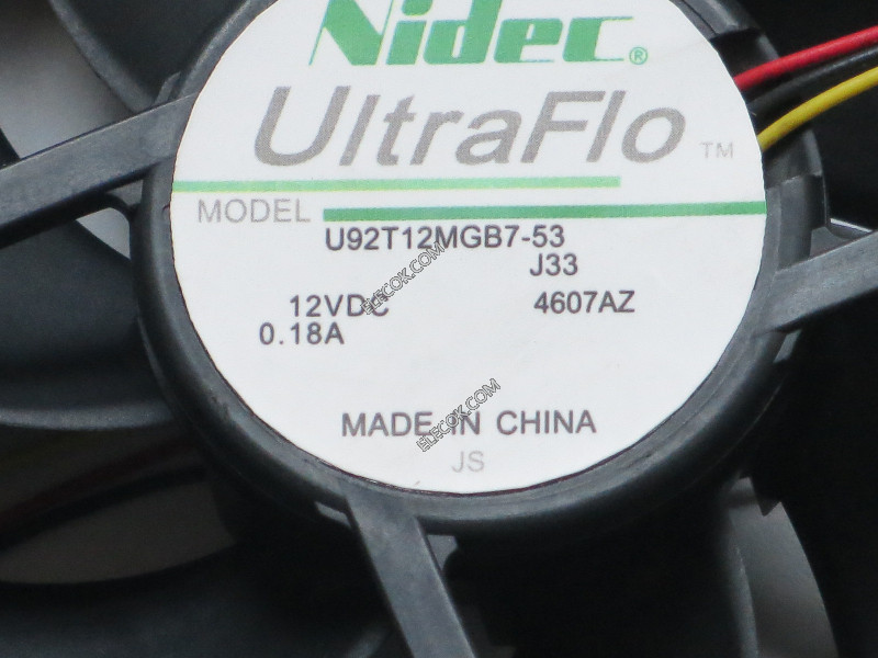 NIDEC UltraFlo 9cm Fan U92T12MGB7-53 12V 0.18A 3 wries