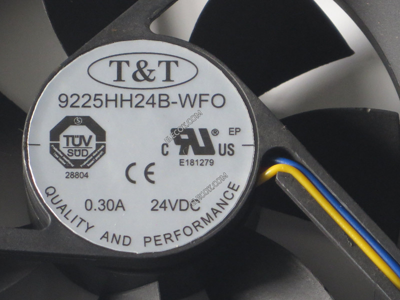 T&amp;T 9225HH24B-WFO 24V 0.30A 3wires Cooling Fan Used a Original 