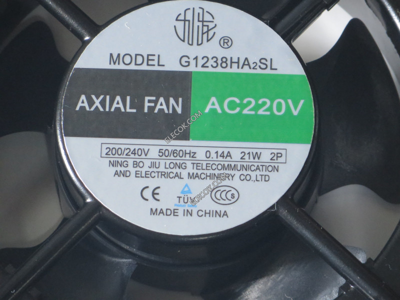 NING BO JIULONG G1238HA2SL 220V 0.14A 21W 2wires Cooling Fan