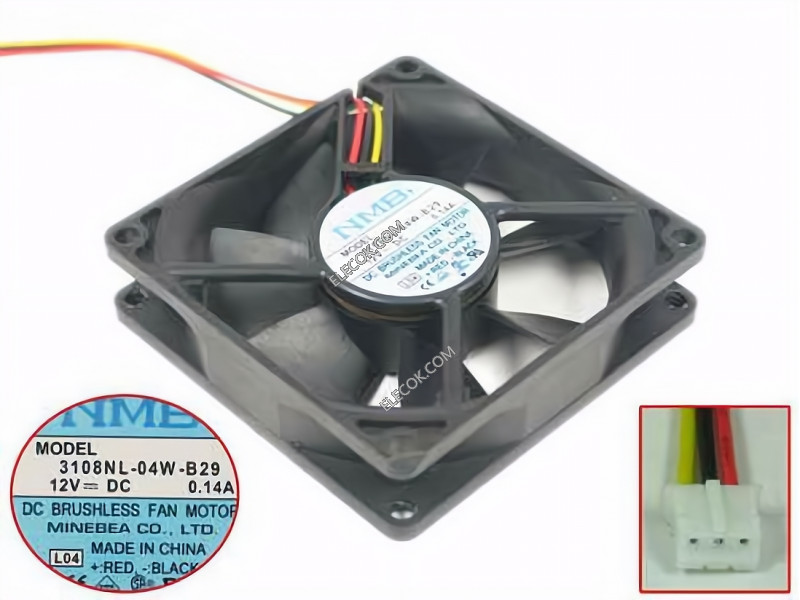 NMB 3108NL-04W-B29 12V 0.14A 3wires Cooling Fan