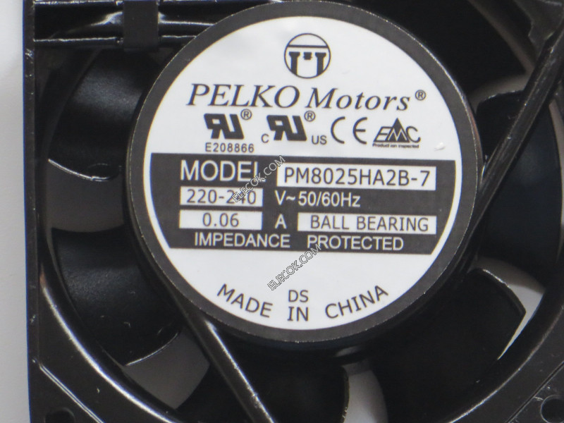 PELKO Motors PM8025HA2B-7 220/240V 0.06A Cooling Fan