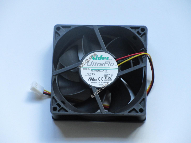 NIDEC T92T12MMA7-53 12V 0.10A 3wires Cooling Fan 