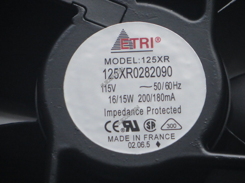 ETRI 125XR0282090 115V 16/15W Cooling Fan with plug connection ，refurbished