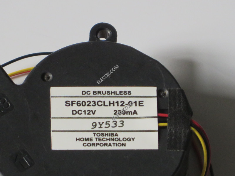 TOSHIBA SF6023CLH12-01E 12V 230mA 3 wires Cooling Fan