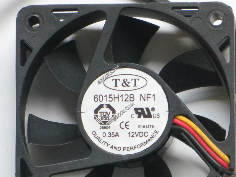 T&amp;T 6015H12B 12V 0.35A 3 wires Cooling Fan
