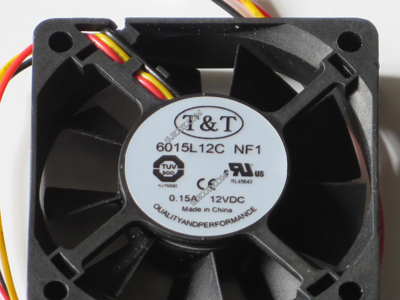T&amp;T 6015L12C NF1 12V 0,15A 3 vezetékek Cooling Fan 