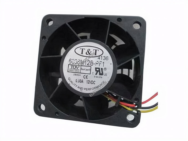 T&amp;T 6038M12B-PF1 12V 0.50A 3 wires Cooling Fan