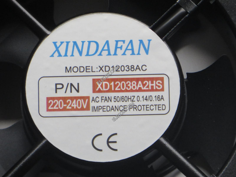 XINDAFAN XD12038AC  XD12038A2HS 220/240V 0.14/0.16A 2 wires Cooling Fan