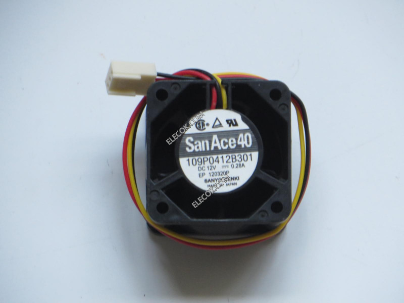 Sanyo 109P0412B301 12V 0,28A 3wires Cooling Fan 