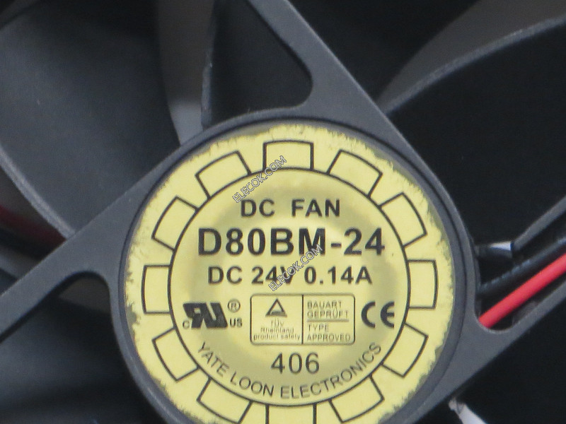 YATE LOON D80BM-24 24V 0.14A 2 wires Cooling Fan
