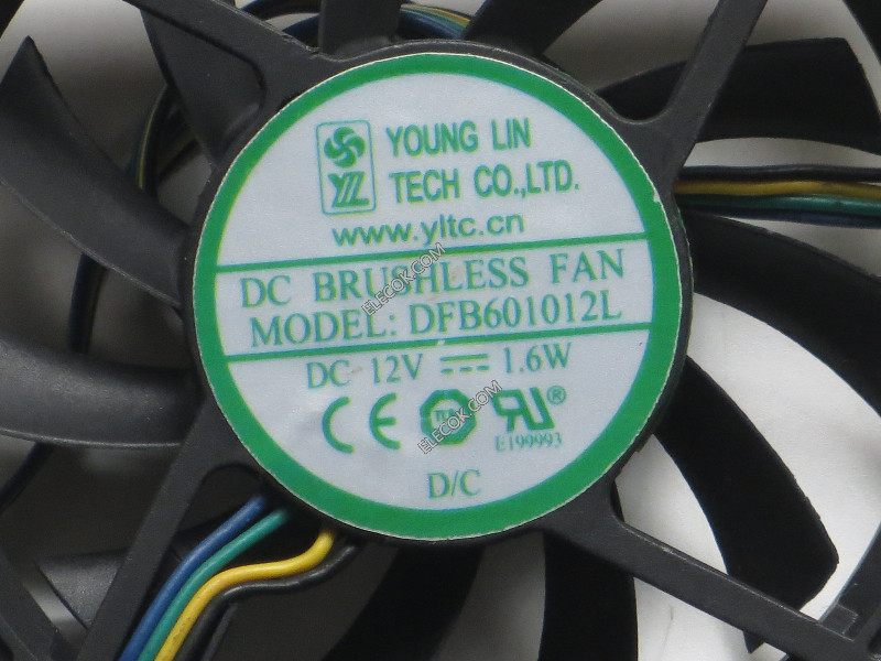 YOUNG LIN DFB601012L 12V 1,6W 4 vezetékek Cooling Fan 